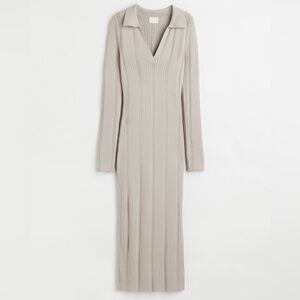 H&M Rib Knit Dress Light Beige